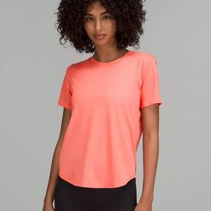Lululemon High Neck Running and Training T-Shirt in Raspberry Cream
